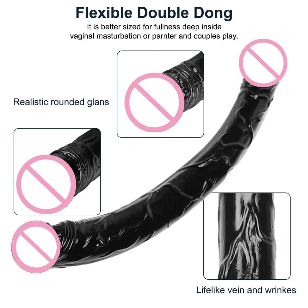 18 Inches Double Sided Long Dildo Crystal Jellies Realistic Extra Plus Dong Dual Penetration Anal Plug Adult Sex Toy for Lesbian Women Couple