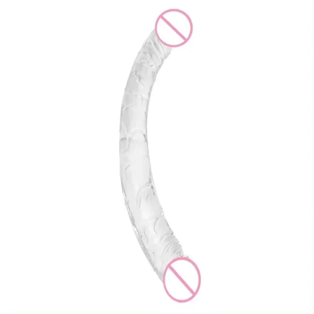 18 Inches Double Sided Long Dildo Crystal Jellies Realistic Extra Plus Dong Dual Penetration Anal Plug Adult Sex Toy for Lesbian Women Couple