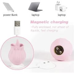 Rose Tongue Licking Vibrator Sex Toy Clitoral Sucker Clit Nipples Anal Stimulator Compact Adult Foreplay Solo Play Game Masturbation Gift for Women Ladies Couples