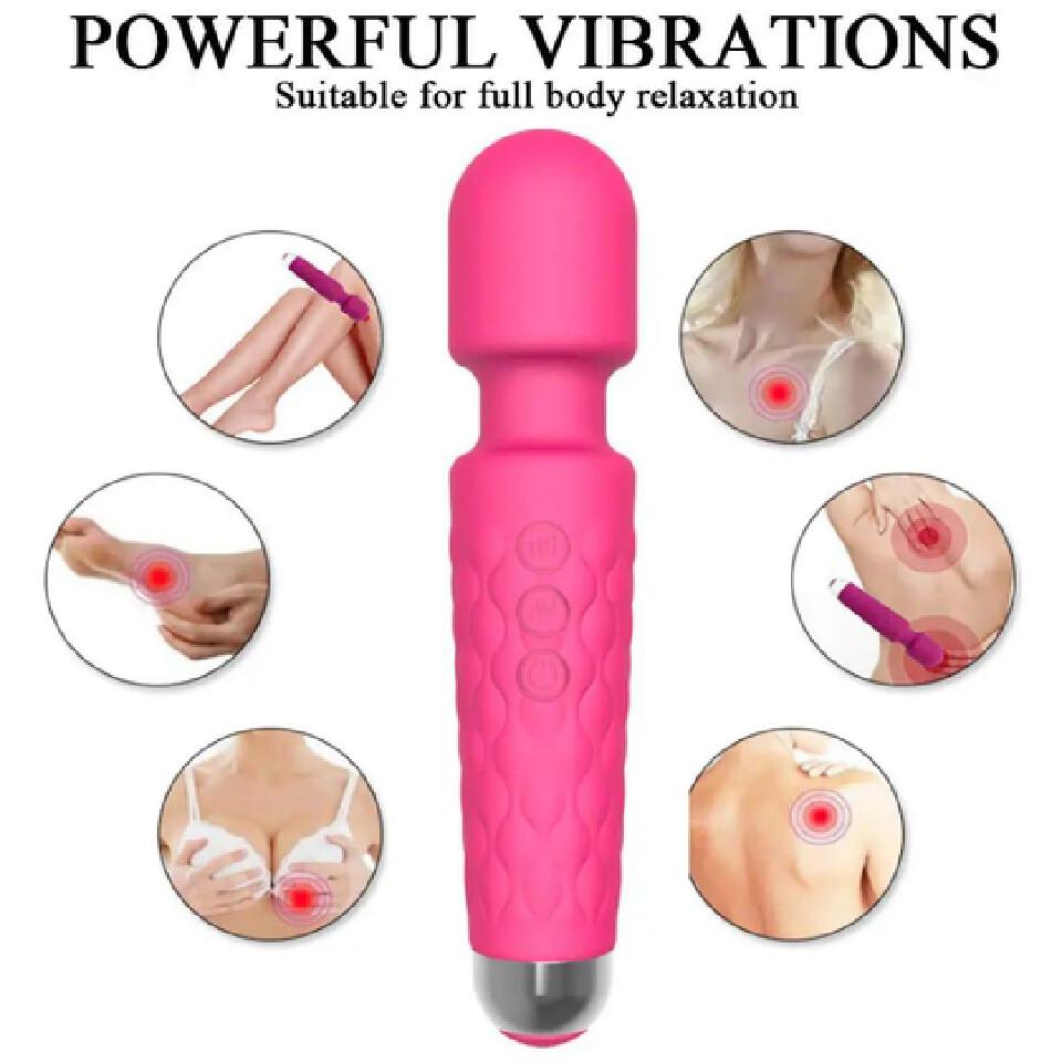 20 Modes - 8 Speed Powerful Rechargeable Magic Wand Cli_t Massager Dildo Vibrator Sex Toys For Women