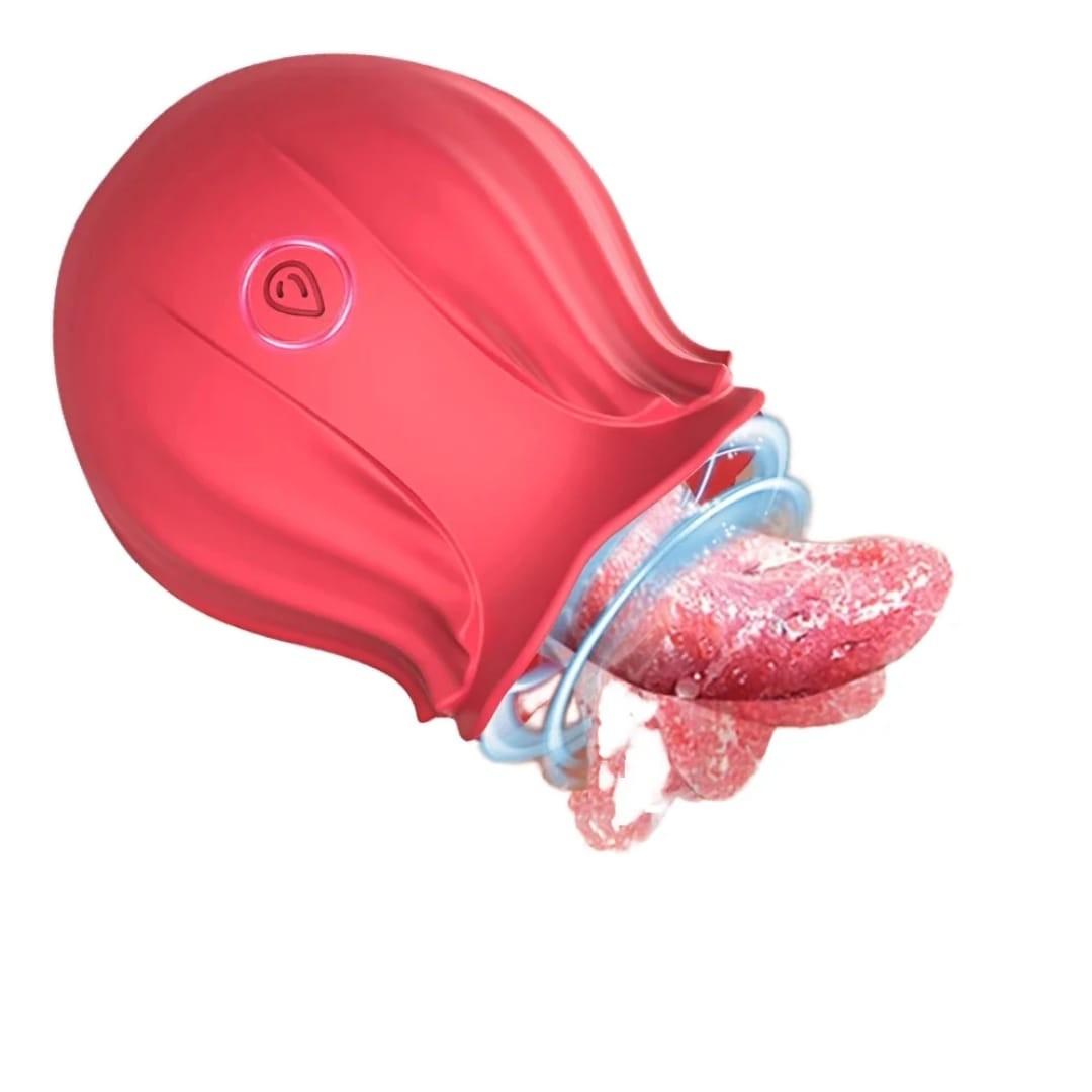 Rose toy vibrator with licking tongue view 3