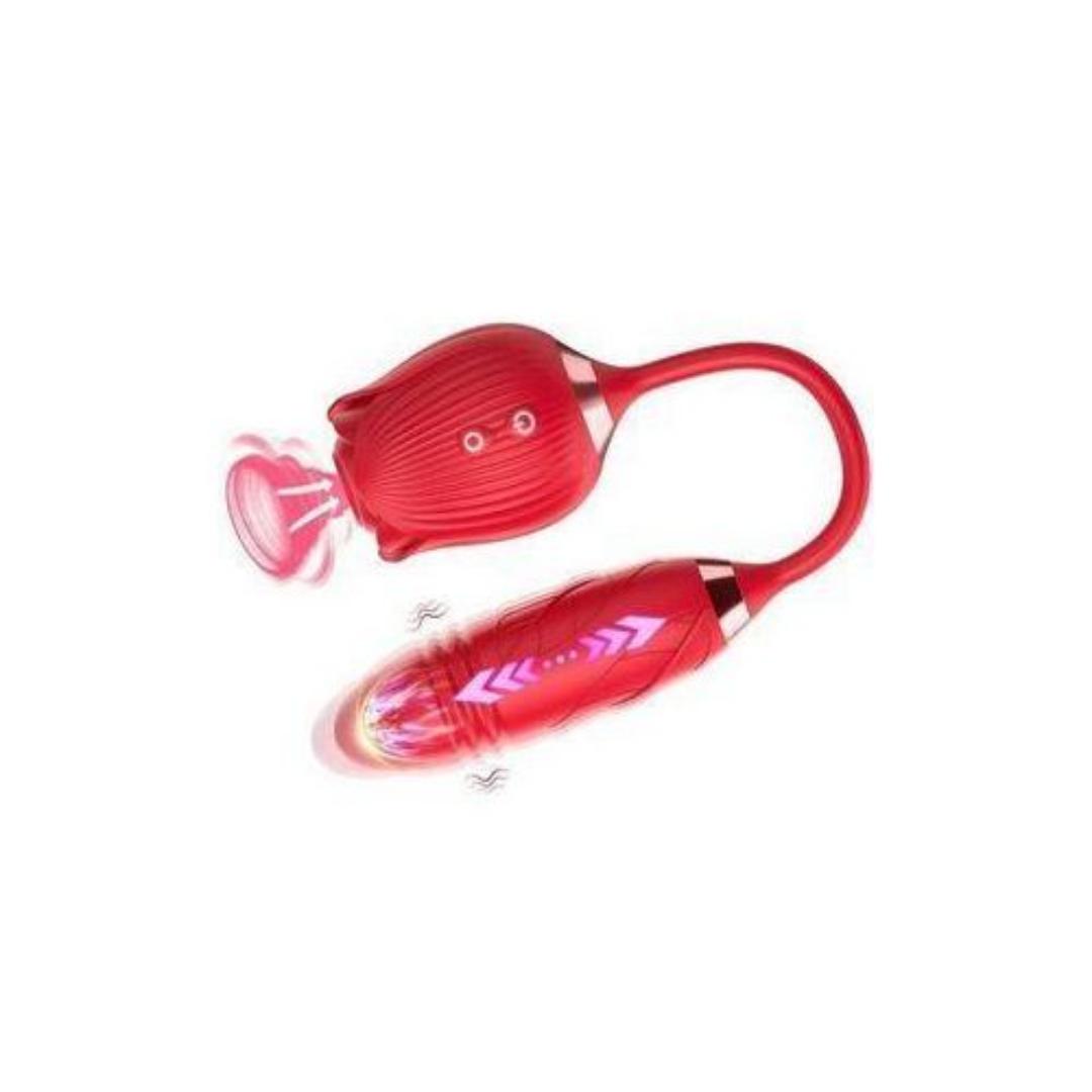 2 in 1 thrusting rose toy vibrator view 2