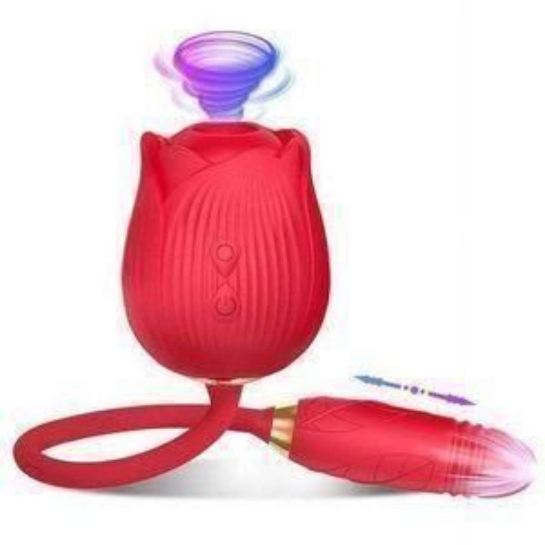 2 in 1 thrusting rose toy vibrator