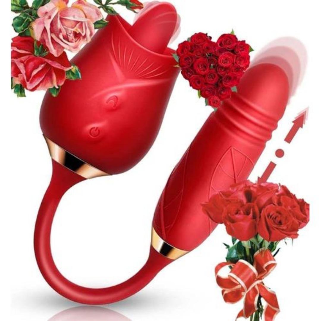 2 in 1 Rose Toy With Licking Tongue