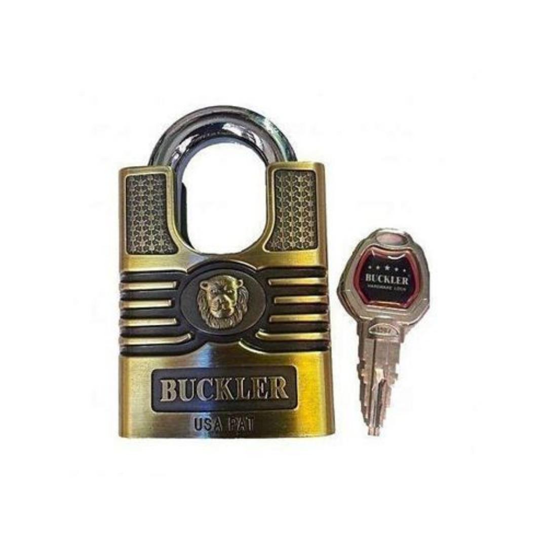 Top Security Buckler Fortified Hardened Padlock - Antic Gold With 4 Spare Keys