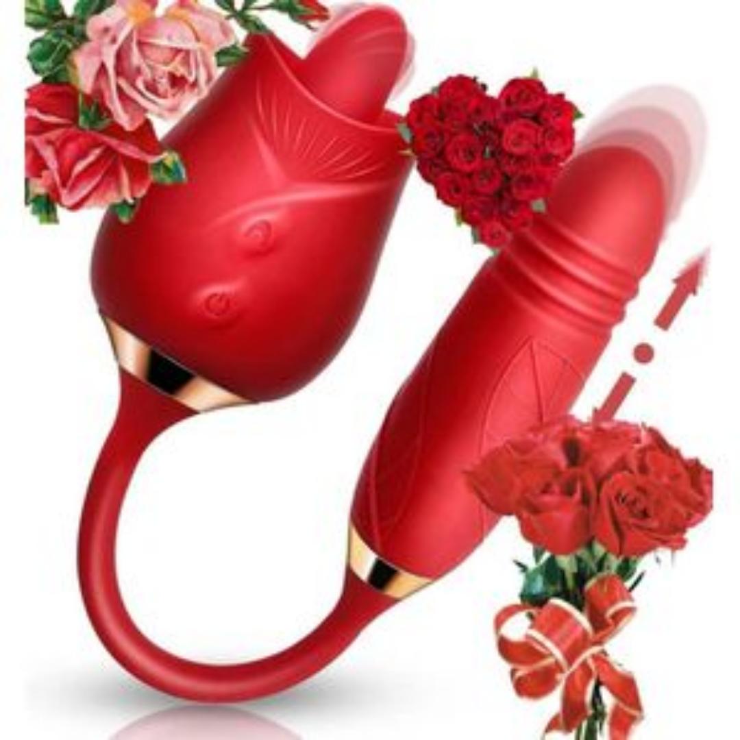 2 in 1 rose toy with licking tongue
