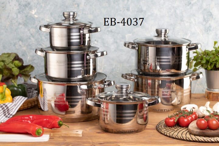 [ COOK TO PERFECTION 🤩🤩✨ !!! ] 12 Pcs Brand New Very High Quality Stylish Strong and Durable Kitchen Edenberg Cookware That Helps In Creating Delicious Meals For You and Your Loved Ones.✔👌
