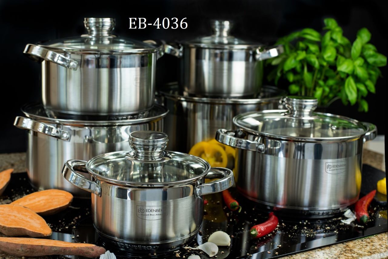 [ COOK TO PERFECTION 🤩🤩✨ !!! ] 12 Pcs Brand New Very High Quality Stylish Strong and Durable Kitchen Edenberg Cookware That Helps In Creating Delicious Meals For You and Your Loved Ones.✔👌
