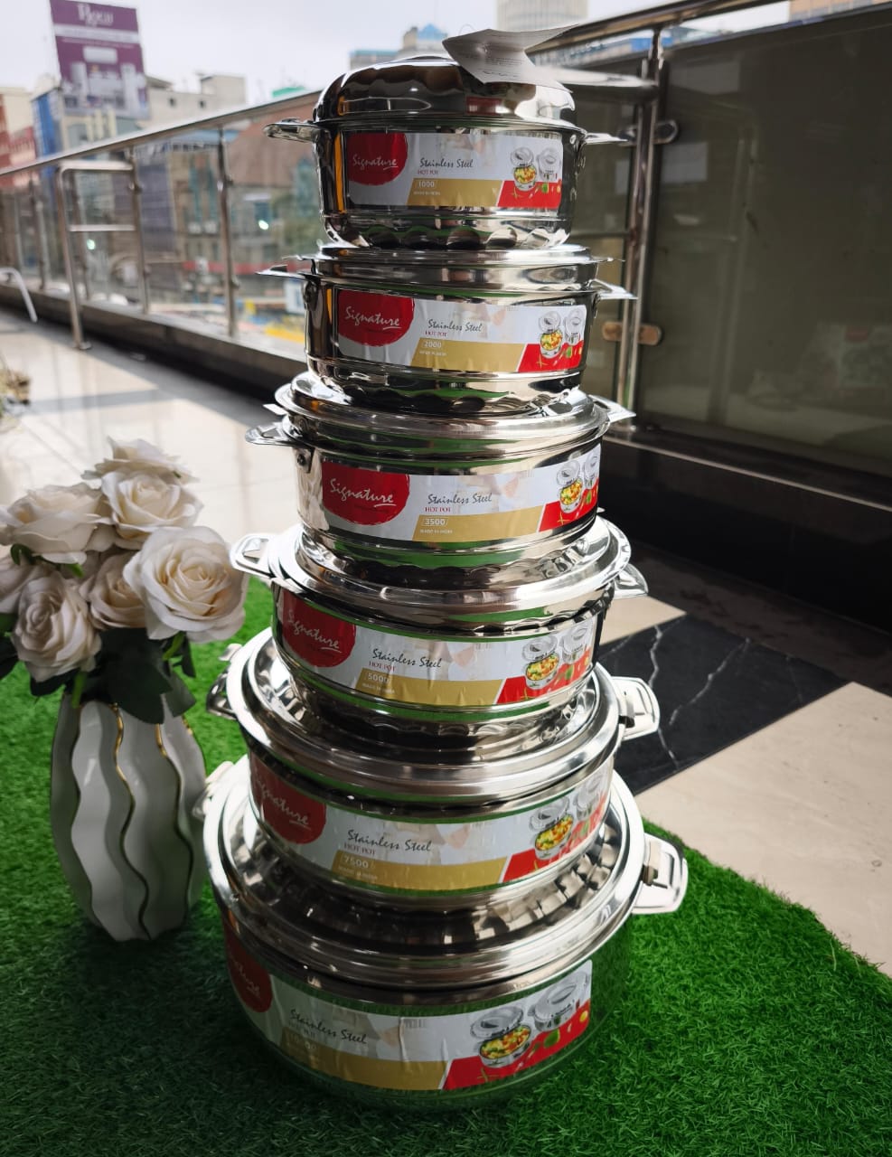 🍲 6pcs Big Stainless Steel Insulated Hotpots ✨ Capacities 1, 2, 3.5, 5, 7.5 & 10L 💯 Keeps food hot & fresh, includes 2 serving spoons 🚀 Durable, stylish & perfect for home, catering & parties 🌟