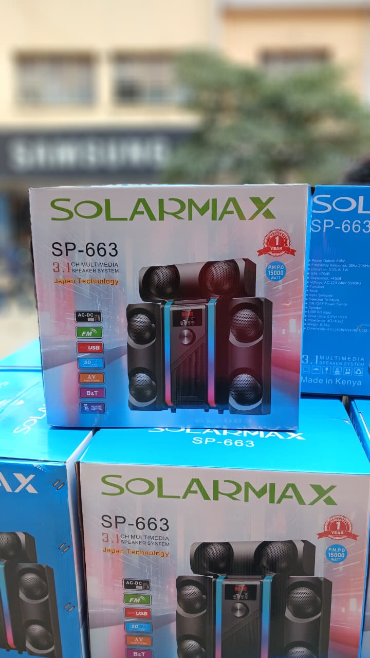 🌟 Hot Pick 🌟1pc Solarmax 663 Subwoofer 🔊 Powerful Bass Bluetooth Speaker System | USB AUX FM Home Theatre Sound System