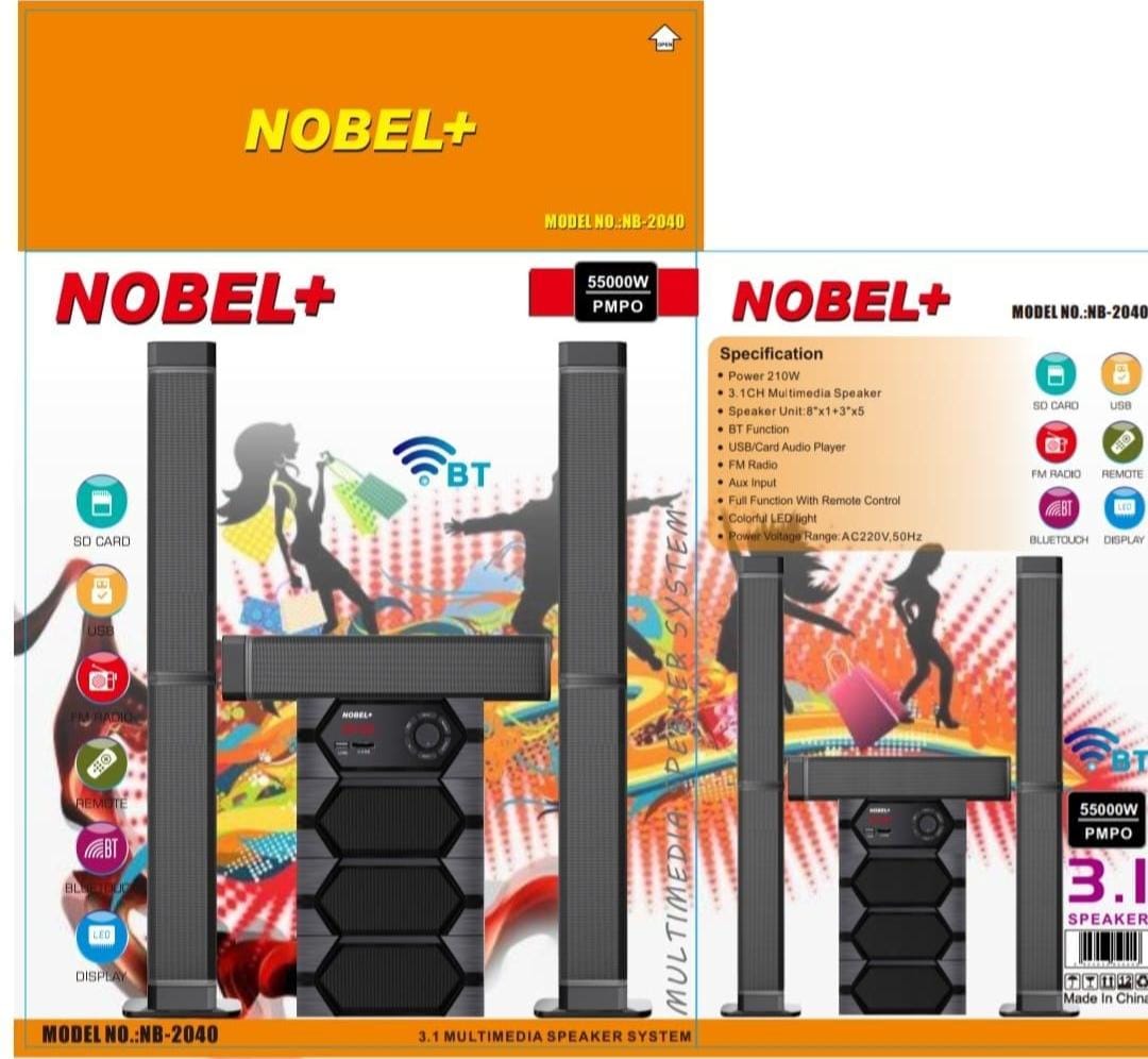 💥 Almost Gone 💥 Nobel 2040 Multimedia Speaker System 🔊 Powerful Bass Bluetooth Subwoofer | USB AUX FM Home Theatre Sound System