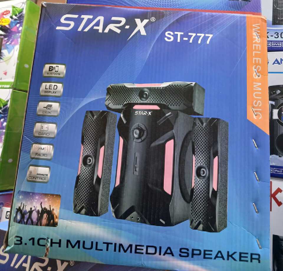 🛒 Smart Offer 🛒 ST 777 Star X 3.1 Multimedia Speaker System 🔊 Powerful Bass Bluetooth Subwoofer | USB AUX FM Home Theatre Sound
