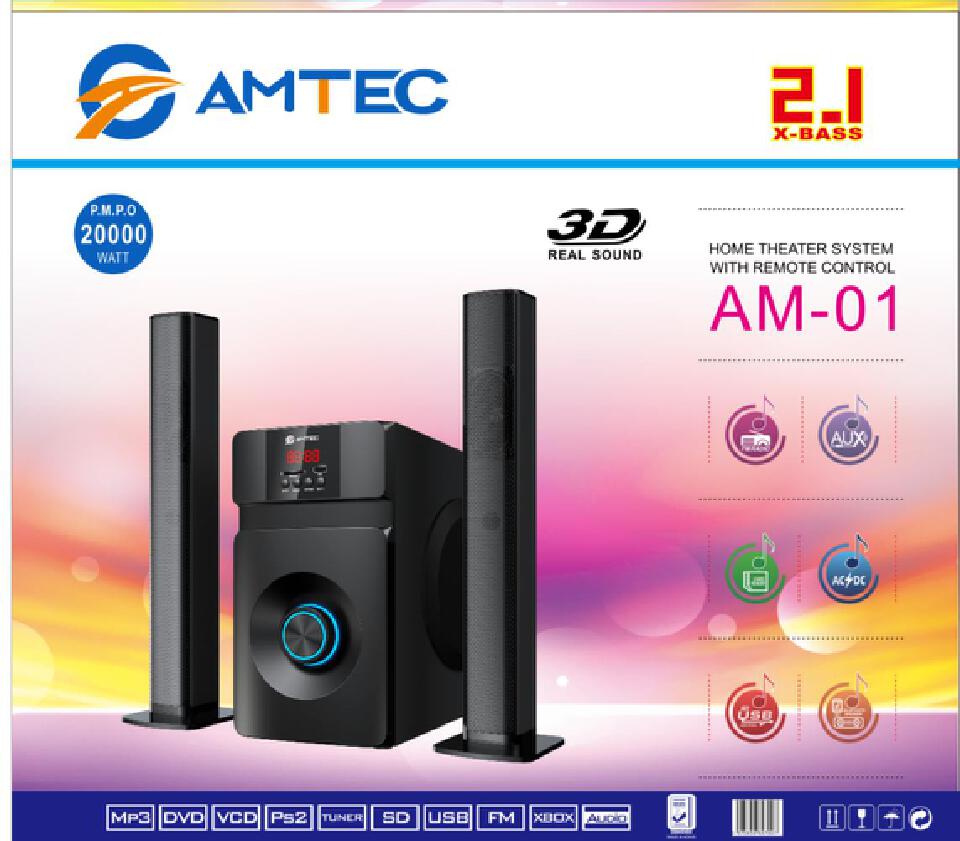 ⚡ Instant Offer ⚡AM 01 Amtec 2.1 Home Theater System 🔊 Powerful Bass Bluetooth Subwoofer | USB AUX FM Home Theatre Sound