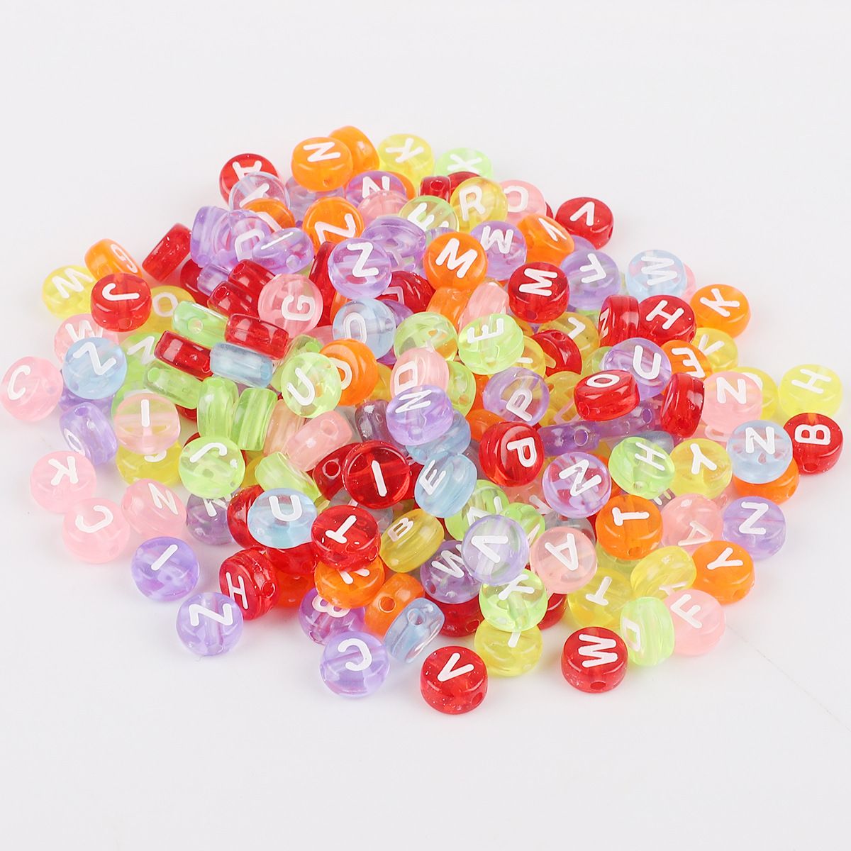 100PCS 4*7MM Acrylic Digital Flat Beaded Beaded Jewelry Accessories Handmade Pendant DIY Bracelet Necklace Material