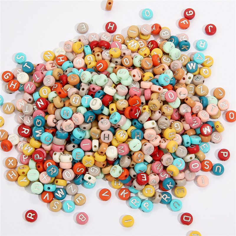 100PCS 4*7MM Acrylic Digital Flat Beaded Beaded Jewelry Accessories Handmade Pendant DIY Bracelet Necklace Material