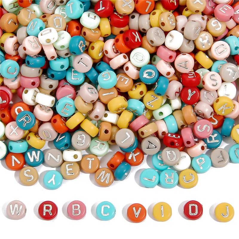 100PCS 4*7MM Acrylic Digital Flat Beaded Beaded Jewelry Accessories Handmade Pendant DIY Bracelet Necklace Material