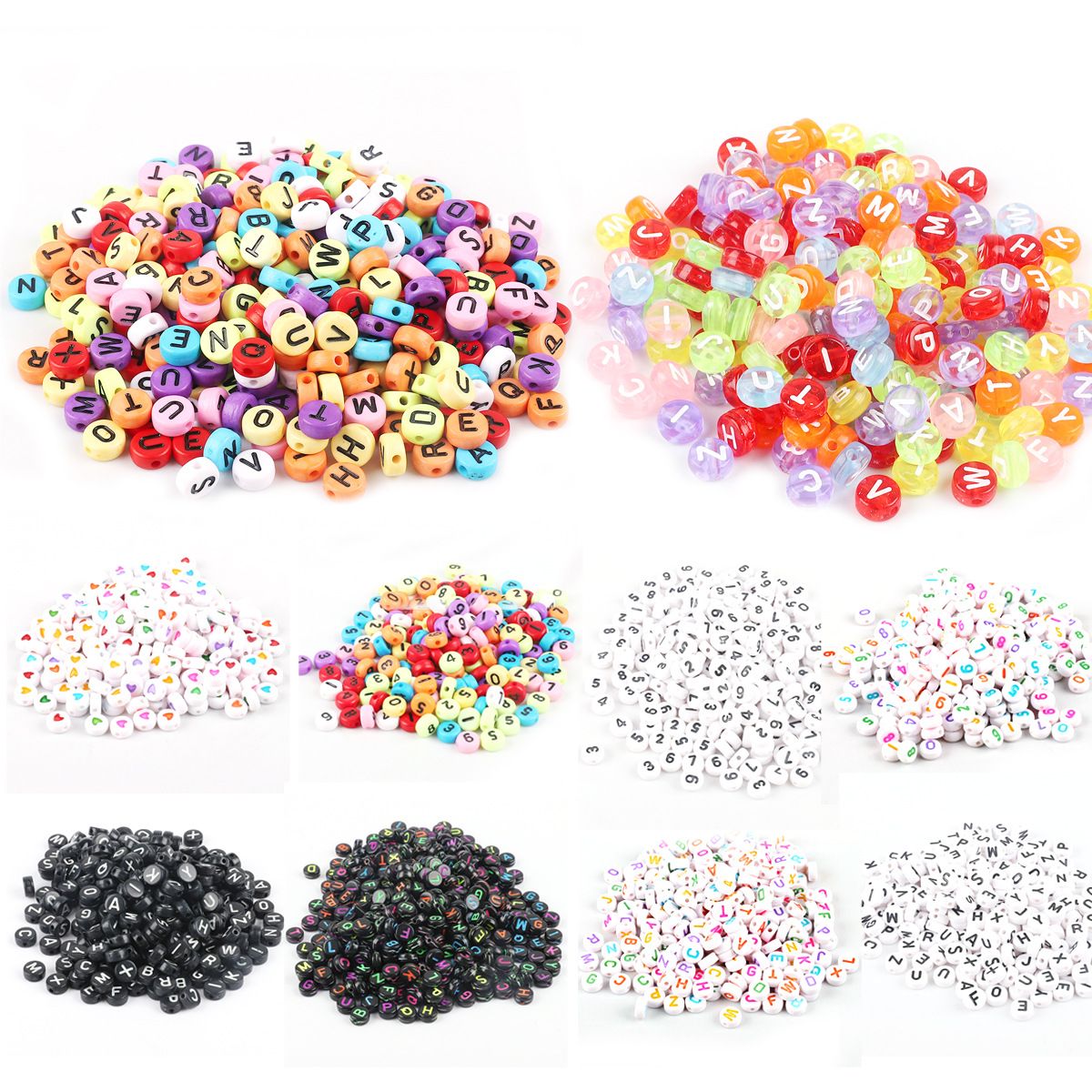 100PCS 4*7MM Acrylic Digital Flat Beaded Beaded Jewelry Accessories Handmade Pendant DIY Bracelet Necklace Material