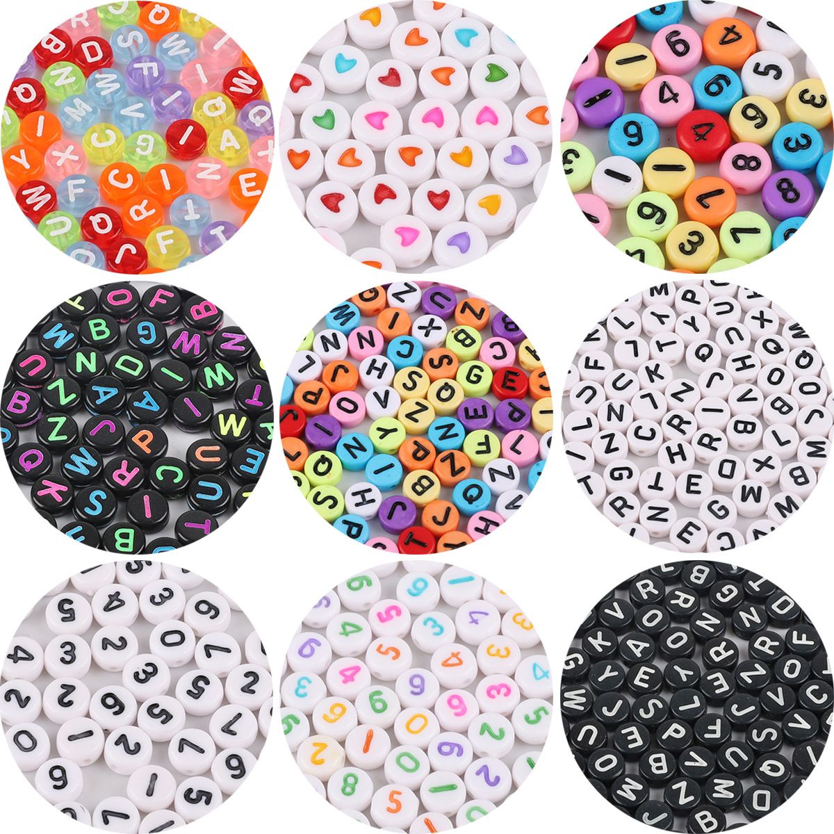 100PCS 4*7MM Acrylic Digital Flat Beaded Beaded Jewelry Accessories Handmade Pendant DIY Bracelet Necklace Material