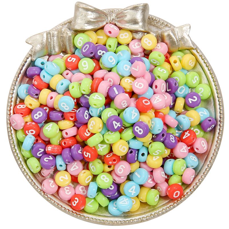 100PCS 4*7MM Acrylic Digital Flat Beaded Beaded Jewelry Accessories Handmade Pendant DIY Bracelet Necklace Material