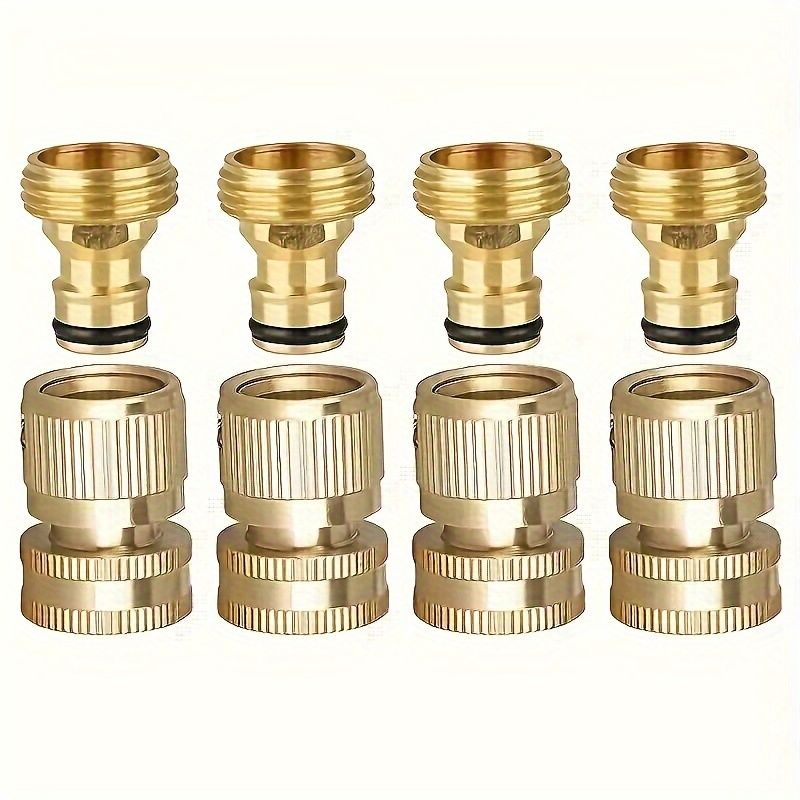 Heavy-Duty Brass Hose Quick Connect Set - 2-Pack, Leak-Proof, Effortless Connection for Outdoor Lawn & Garden - Durable, Weatherproof, US Standard 3/4 GHT Threads