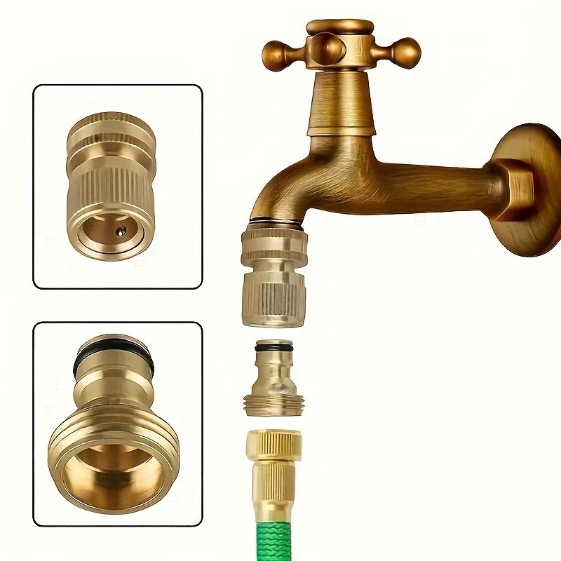 Heavy-Duty Brass Hose Quick Connect Set - 2-Pack, Leak-Proof, Effortless Connection for Outdoor Lawn & Garden - Durable, Weatherproof, US Standard 3/4 GHT Threads