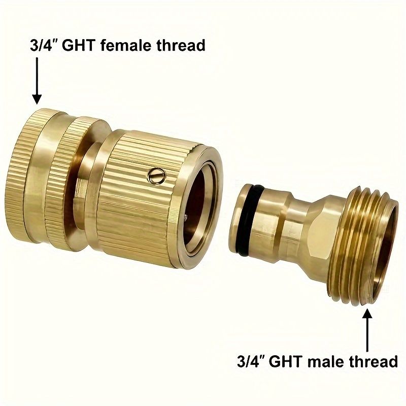 Heavy-Duty Brass Hose Quick Connect Set - 2-Pack, Leak-Proof, Effortless Connection for Outdoor Lawn & Garden - Durable, Weatherproof, US Standard 3/4 GHT Threads