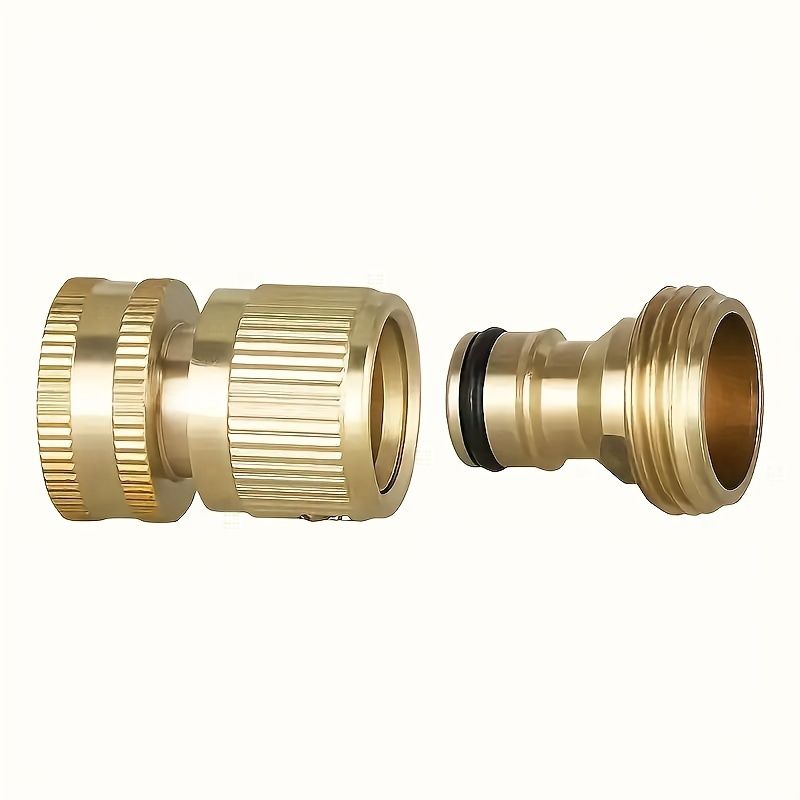 Heavy-Duty Brass Hose Quick Connect Set - 2-Pack, Leak-Proof, Effortless Connection for Outdoor Lawn & Garden - Durable, Weatherproof, US Standard 3/4 GHT Threads