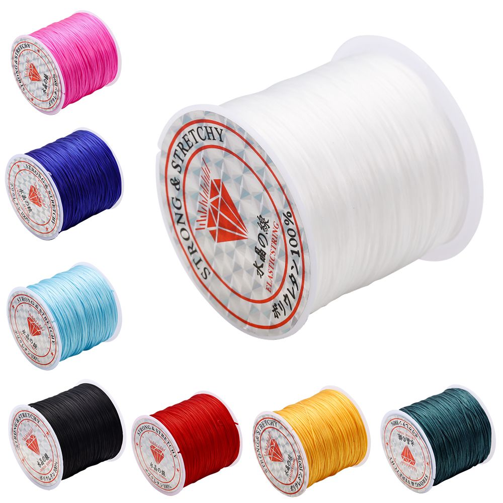 60Meters 0.7mm Elastic Thread Round Crystal Line Nylon Rubber Stretchy Cord Elastic Rope for Jewelry Making Beading Bracelet