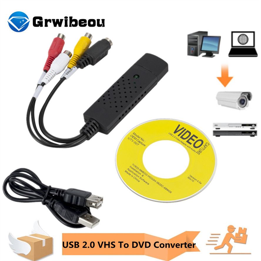 USB 2.0 Video Capture Card Easy Cap Video Audio Converter TV DVD VHS Audio Capture Adapter Card TV Video DVR DVR Quality PC