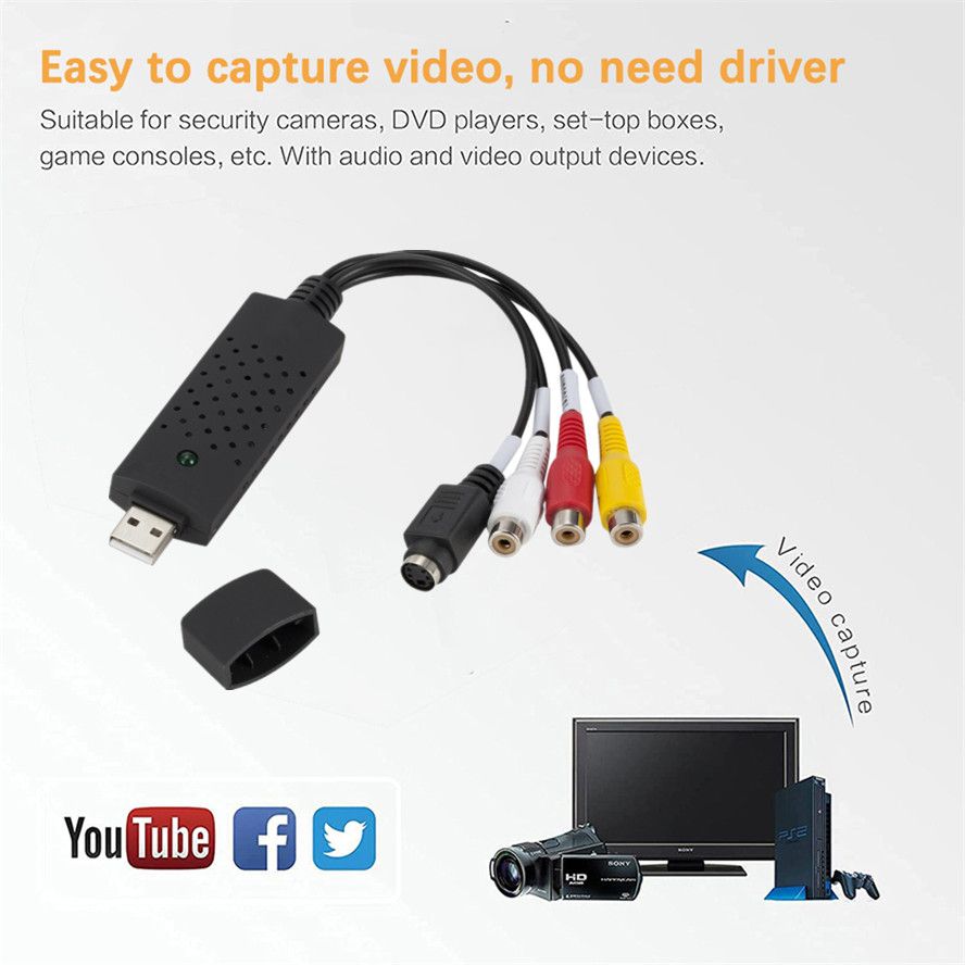 USB 2.0 Video Capture Card Easy Cap Video Audio Converter TV DVD VHS Audio Capture Adapter Card TV Video DVR DVR Quality PC