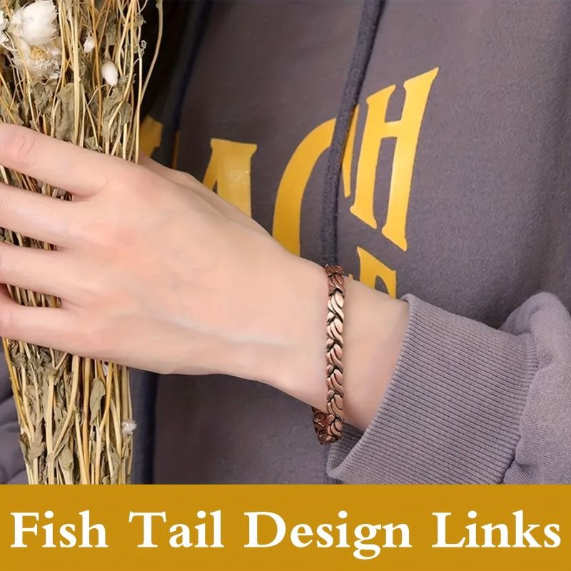 Titanium Steel Magnetic Bracelet - Unique Fish Shape Links,  Bangle For Women