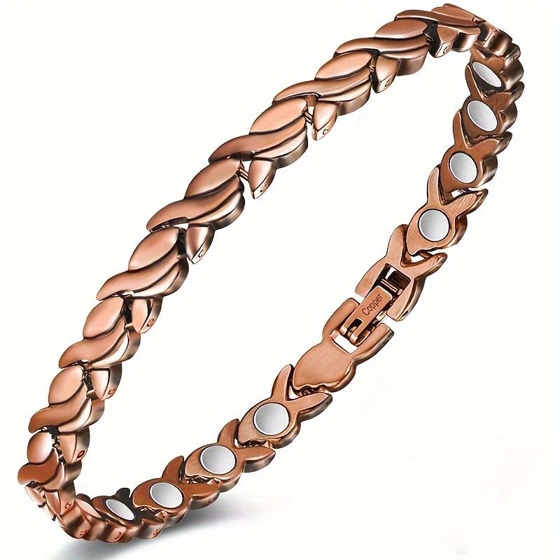 Titanium Steel Magnetic Bracelet - Unique Fish Shape Links,  Bangle For Women