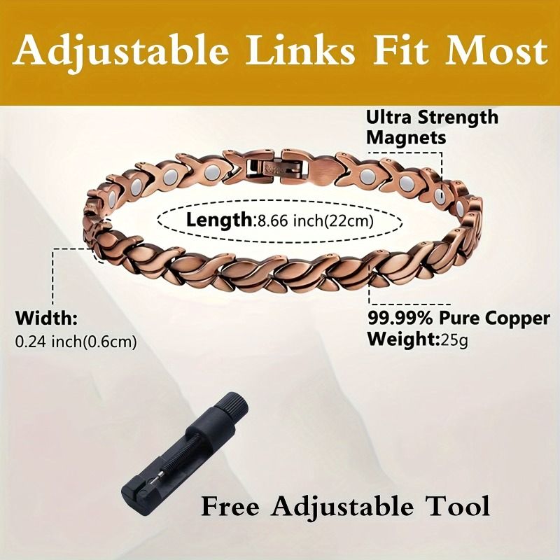 Titanium Steel Magnetic Bracelet - Unique Fish Shape Links,  Bangle For Women