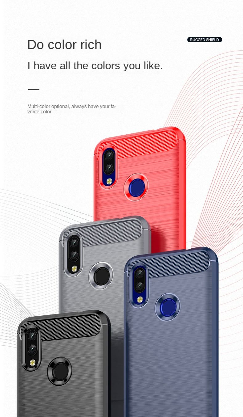 For Red Rice 7/7A Mobile Phone Case Red Rice 7A Brushed Carbon Fiber Anti-fall Protective Case Silicone Soft Case