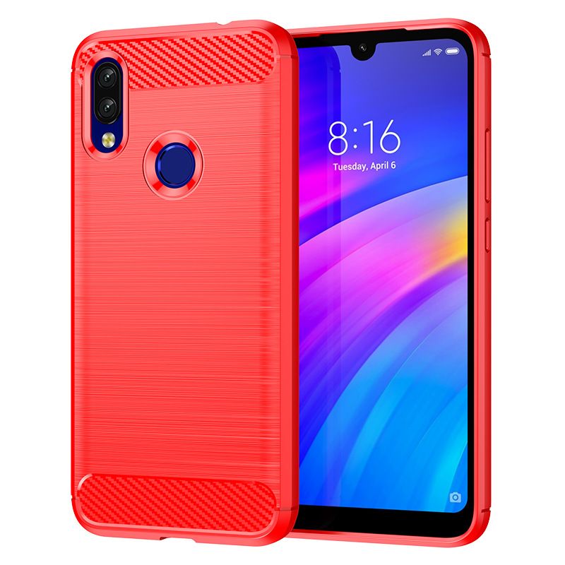 For Red Rice 7/7A Mobile Phone Case Red Rice 7A Brushed Carbon Fiber Anti-fall Protective Case Silicone Soft Case