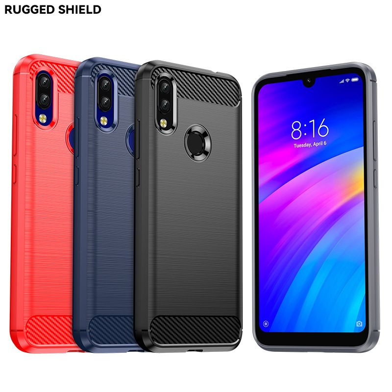 For Red Rice 7/7A Mobile Phone Case Red Rice 7A Brushed Carbon Fiber Anti-fall Protective Case Silicone Soft Case