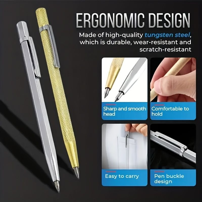2pcs Tungsten Steel Alloy Marking Pens - Ideal For Ceramic, Glass, Metal & Marble Surfaces