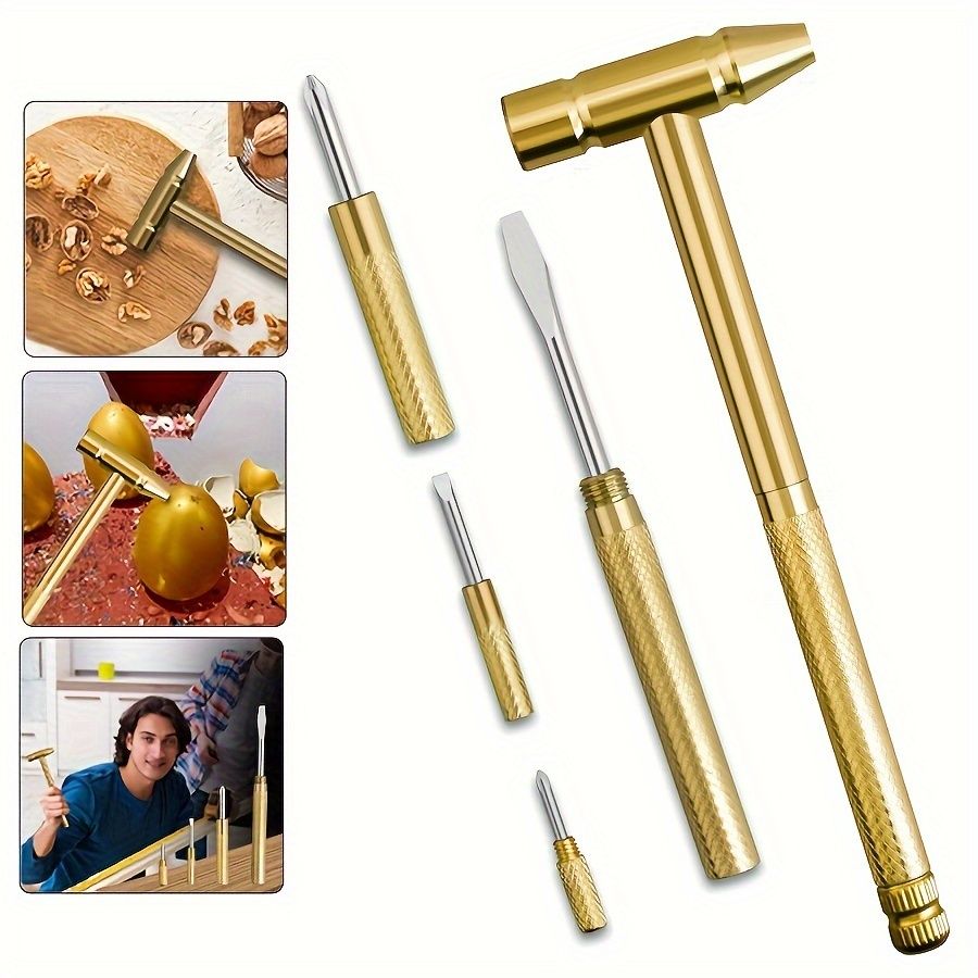 170MM*52MM Kezhide 6-In-1 Mini Multifunctional Hammer - Metal, Industrial Tool With Screwdriver Feature