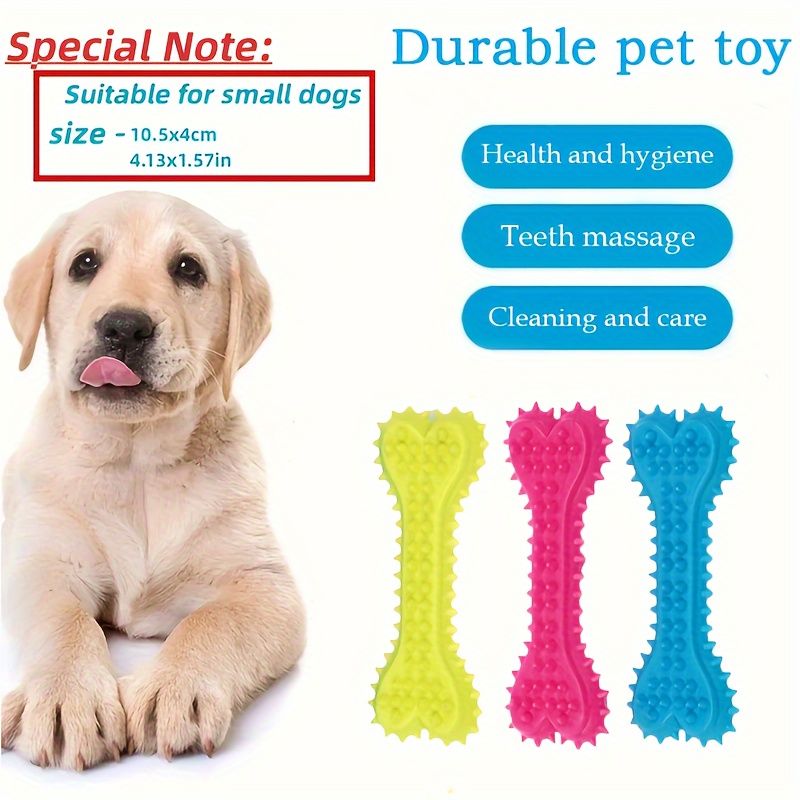 Durable Dog Chew Toy Set - Non-Toxic Rubber Bone Shaped Teeth Cleaner & Gum Stimulator for Fun Training, Interactive Oral Health Care for Puppies and Adults