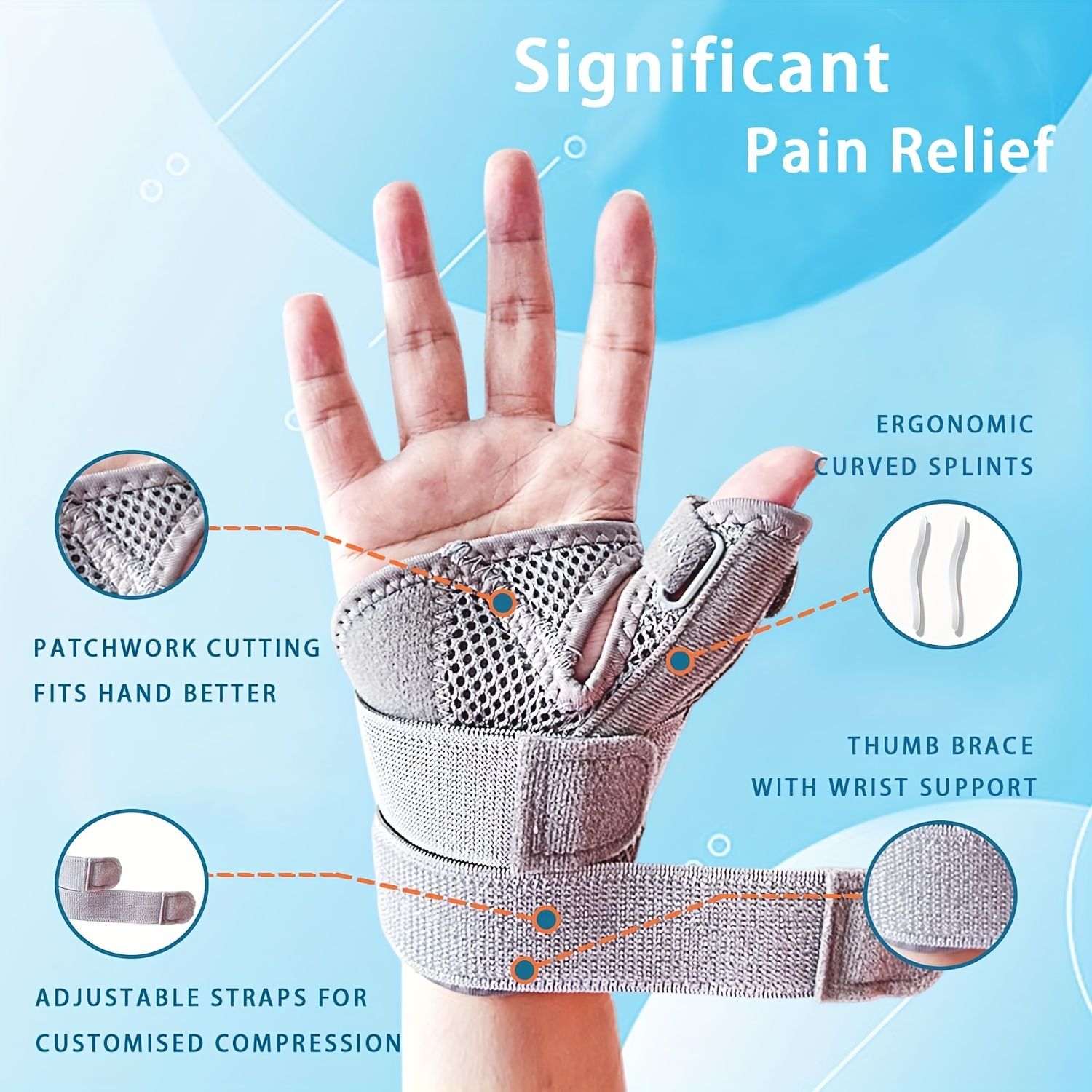1pc Premium Breathable Thumb and Wrist Support Brace - Adjustable, Comfortable, and Universal Fit for Both Right and Left Hands - Easy to Clean, Hand Washable, and Durable Polyester Construction