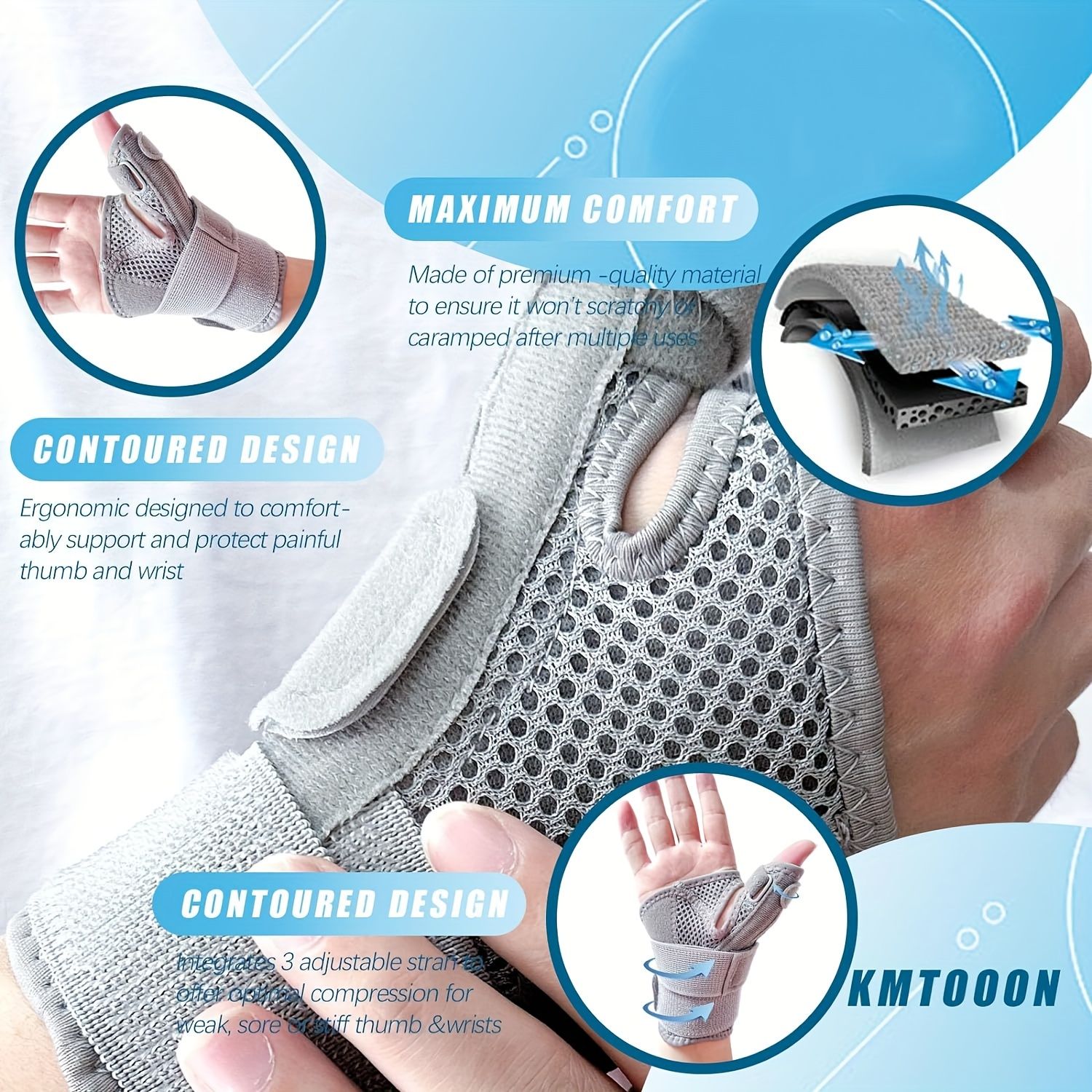 1pc Premium Breathable Thumb and Wrist Support Brace - Adjustable, Comfortable, and Universal Fit for Both Right and Left Hands - Easy to Clean, Hand Washable, and Durable Polyester Construction
