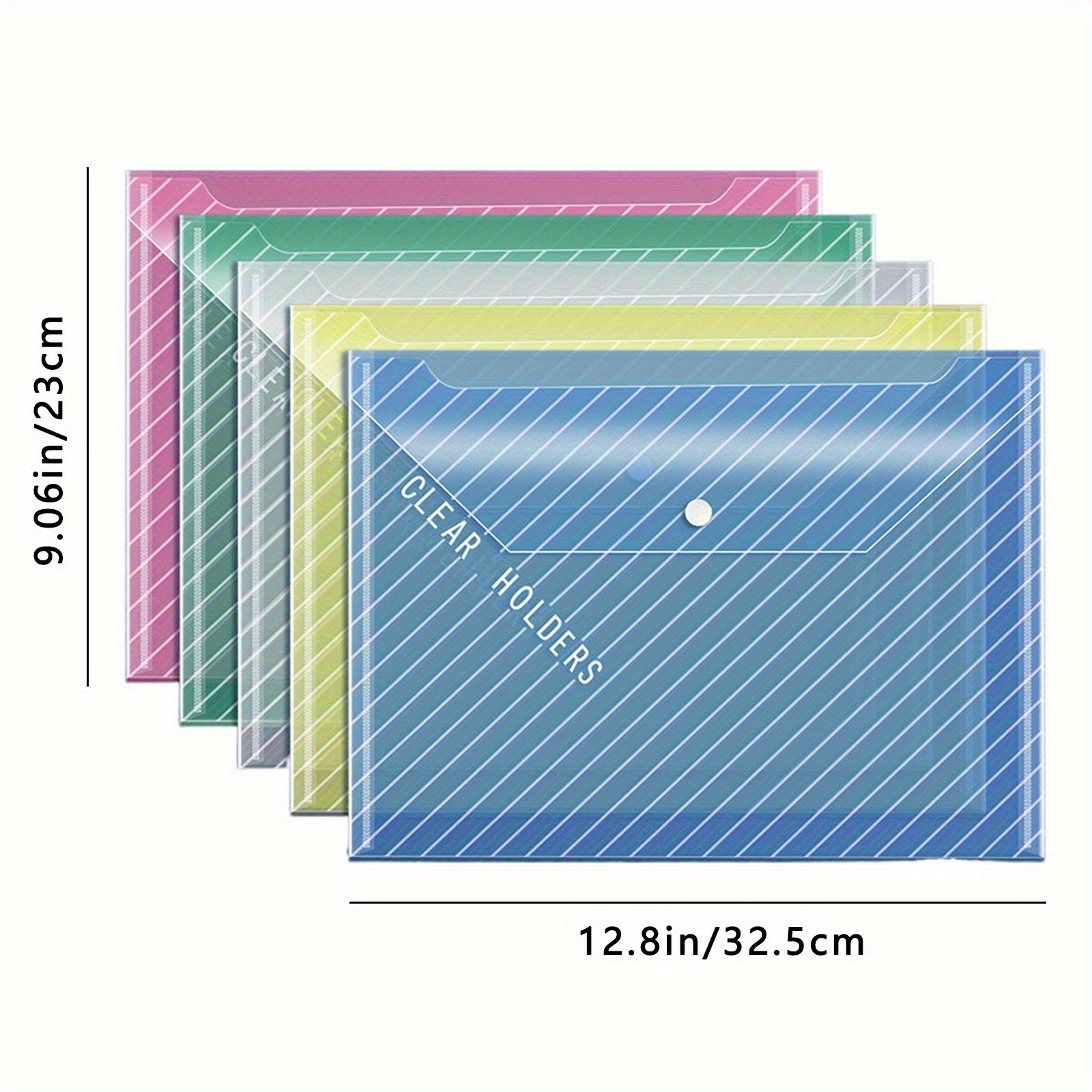 10-20PCS  Stylish Clear A4 File Bags - File Jackets & File Pockets with Button Closure, Mixed Color & White Storage Organizer for Office & School, Back to School Essentials, Convenient and Durable