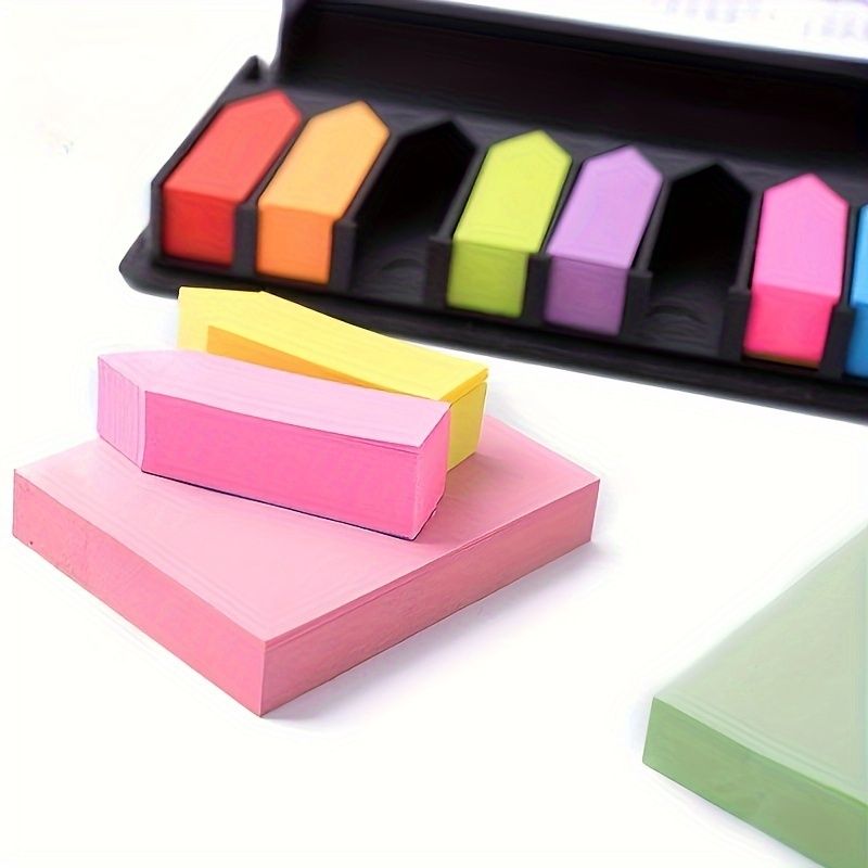 2026 Vibrant Sticky Notes Set with Faux Leather Organizer - Double-Sided Calendar, Multicolor Memo Pads for Office, School & Home Organization