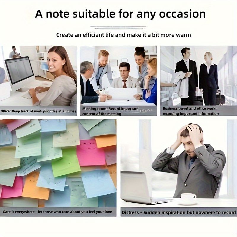 2026 Vibrant Sticky Notes Set with Faux Leather Organizer - Double-Sided Calendar, Multicolor Memo Pads for Office, School & Home Organization