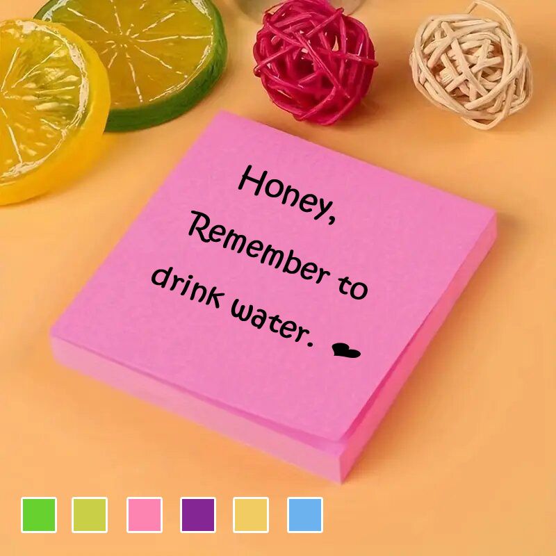 300Sheets  Vibrant Fluorescent Sticky Notes - Assorted Colors For Students & Office Use Cute Sticky Note Pads Colored Notebook Paper, Sticker Notes For Home message, Reminder message