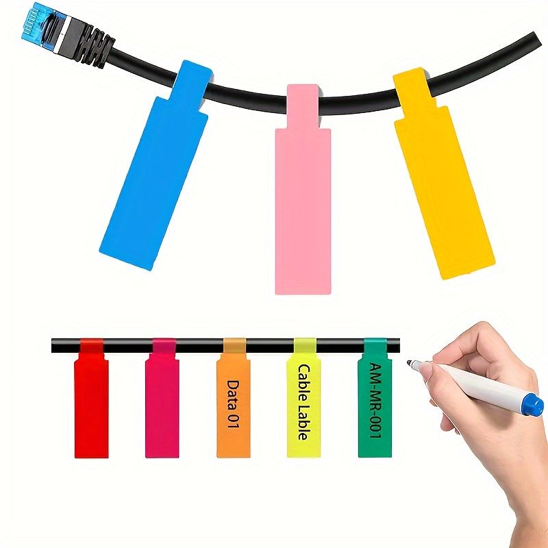 300Sheets Cable Labels - Self-Adhesive, Waterproof & Writable, Printable for Laser Printers, Assorted Colors, Versatile Electronic Wire Markers, 8 Sheets