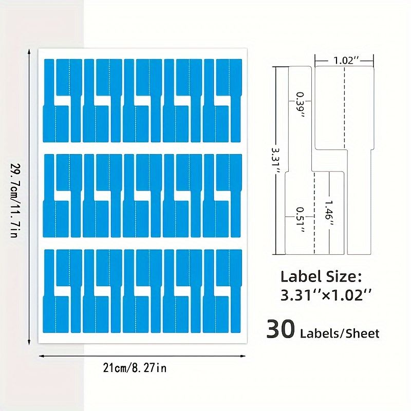 300Sheets Cable Labels - Self-Adhesive, Waterproof & Writable, Printable for Laser Printers, Assorted Colors, Versatile Electronic Wire Markers, 8 Sheets
