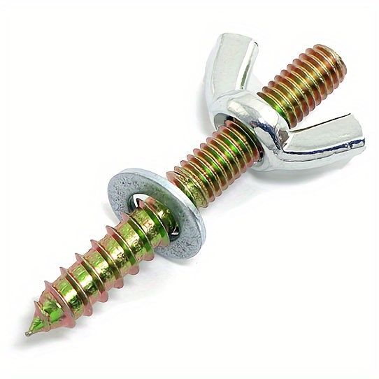 10PCS M6x50 Double Headed Wing Nuts and Bolts Set with Flat Washers - Heavy-Duty Hanger Bolts for Pet Furniture, Household Furniture, Hamster Springboard Station Board, and Bird Cage Pole