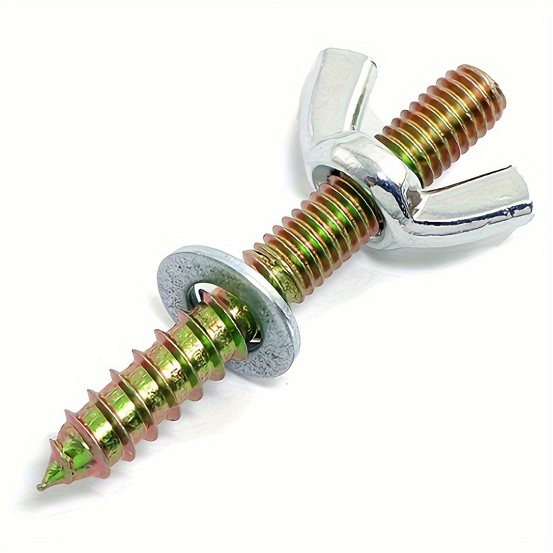 10PCS M6x50 Double Headed Wing Nuts and Bolts Set with Flat Washers - Heavy-Duty Hanger Bolts for Pet Furniture, Household Furniture, Hamster Springboard Station Board, and Bird Cage Pole