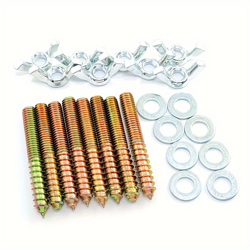 10PCS M6x50 Double Headed Wing Nuts and Bolts Set with Flat Washers - Heavy-Duty Hanger Bolts for Pet Furniture, Household Furniture, Hamster Springboard Station Board, and Bird Cage Pole